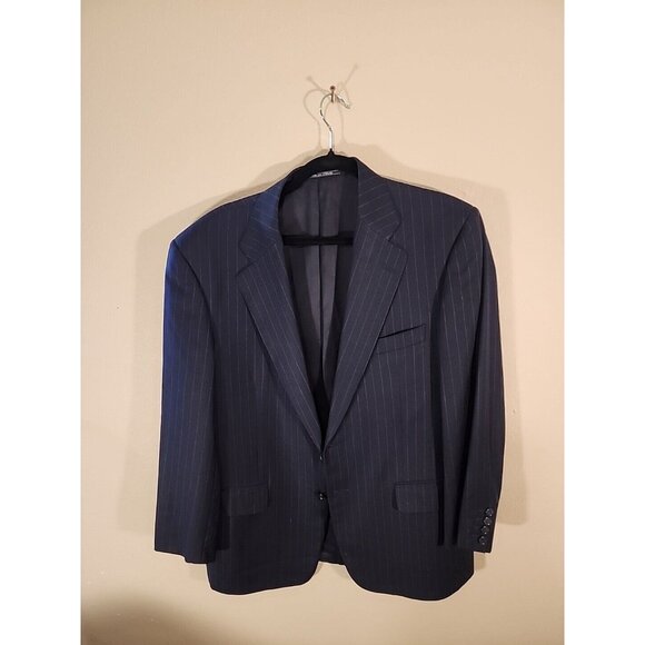 Ermenegildo Zegna Mens Wool Blazer Sport Coat Jacket Size 50 Navy Stripped - Picture 1 of 13